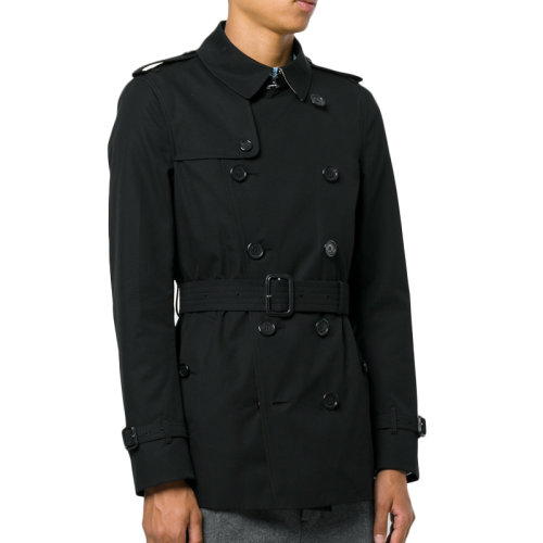 Burberry/博柏利  男裝 服裝 桑德林漢姆版型 男士黑色棉質上衣時尚雙排扣 男士風衣