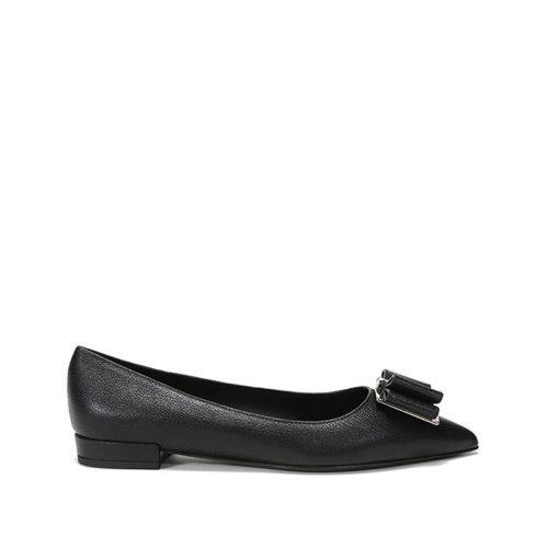 Salvatore Ferragamo/菲拉格慕  女士ZERI 10系列皮革蝴蝶結尖頭平底鞋單鞋 0733394