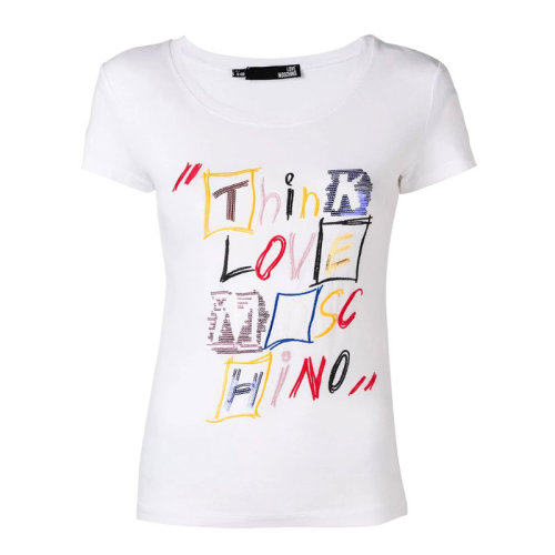 LOVE MOSCHINO/LOVE MOSCHINO  女裝時尚百搭字母小白T女士圓領短袖T恤 W4B194QE2011A00
