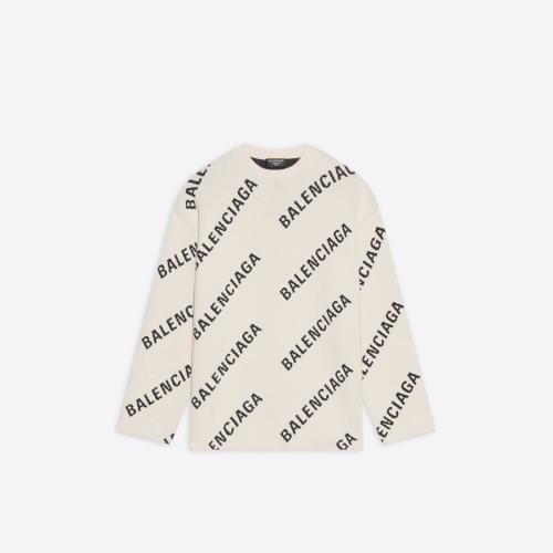  BALENCIAGA巴黎世家 22年秋冬 男士 針織衫 Men's Allover Logo Crewneck  in White 657401T32 預定商品1-3周發貨