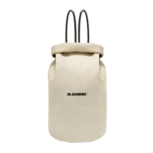 Jil Sander/吉爾·桑達 男士米色帆布配皮經典字母徽標印花裝飾搭扣開合雙肩包旅行包背包男包 JPUS852016-MSB75035-273