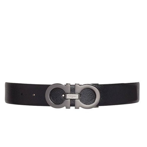 Salvatore Ferragamo/菲拉格慕 男士 黑色皮革時尚皮帶腰帶 679493 671453