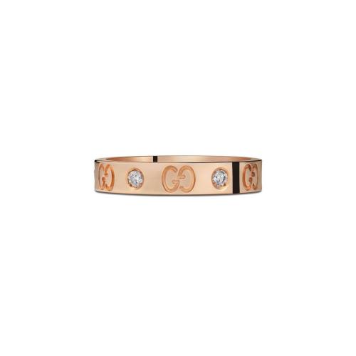  GUCCI古馳 22年秋冬 女士 Icon玫瑰金鉆石細戒指 152046 J8540 5702