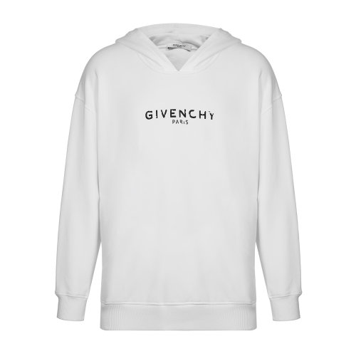 Givenchy/紀梵希 男裝 紀梵希 衛衣 男 白色衛衣 純棉連帽套頭白色做舊破壞字母logo印花設計 男衛衣 帽衫 上裝 瑕疵特賣（陳列痕跡，不影響使用）
