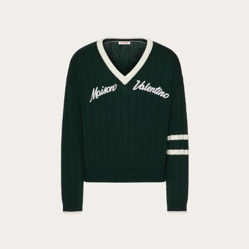  VALENTINO華倫天奴 22年秋冬 男士 針織衫 PULL EN LAINE A_VEC COL EN V ET BRODERIE MAISON