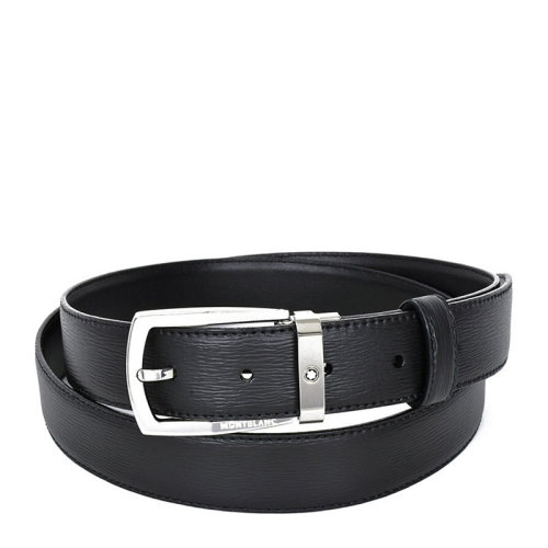 MontBlanc/萬寶龍 男士經典黑色卡扣腰帶皮帶 124208