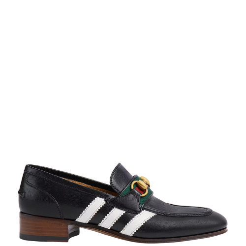 GUCCI/古馳 22年秋冬新款 adidas聯名系列 女士黑色皮革馬銜扣樂福鞋7022841DOQ01061