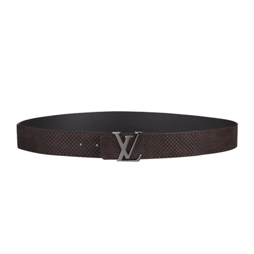 LouisVuitton/路易威登經典男士反毛皮小格子全皮腰帶咖色bc