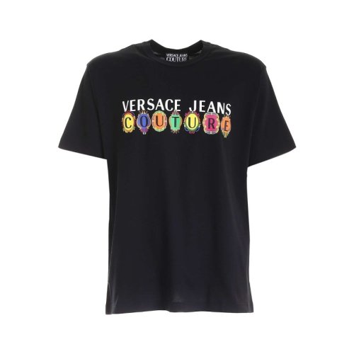 VERSACE JEANS/范思哲牛仔  男裝 時尚簡約 男士黑色棉質短袖T恤 B3GWA7PA30457 899