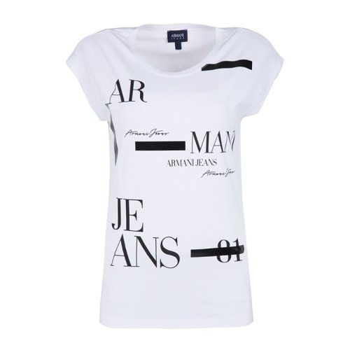  ARMANI JEANS/阿瑪尼牛仔 女士印花棉質短袖T恤 6Y5T22 5J23Z 1100 PLFSX