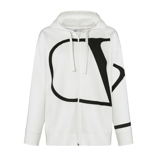 Valentino/華倫天奴 白色/黑色 女士VLOGO拉鏈衛衣 TB3MF04R537A01 2020早春
