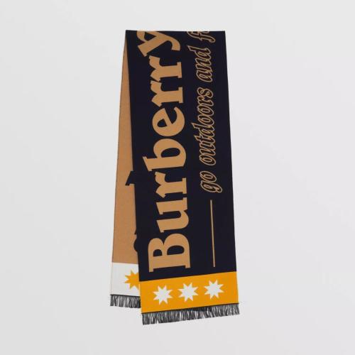  BURBERRY 22年秋冬 女士 徽標提花絲毛混紡圍巾 80496601