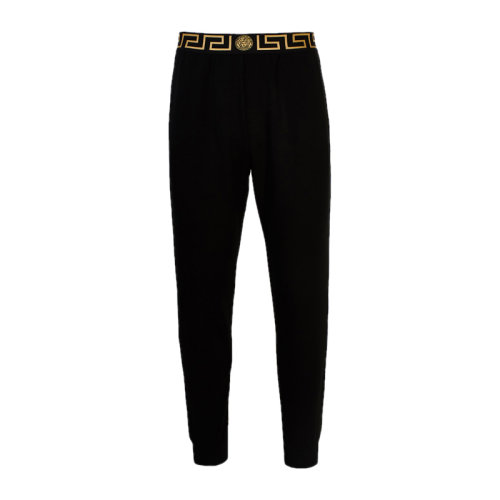 VERSACE/范思哲 男士黑色莫代爾混紡彈性纖維經典希臘回紋印花裝飾休閑褲運動褲長褲男褲 AGU15011-AV00194-A80G