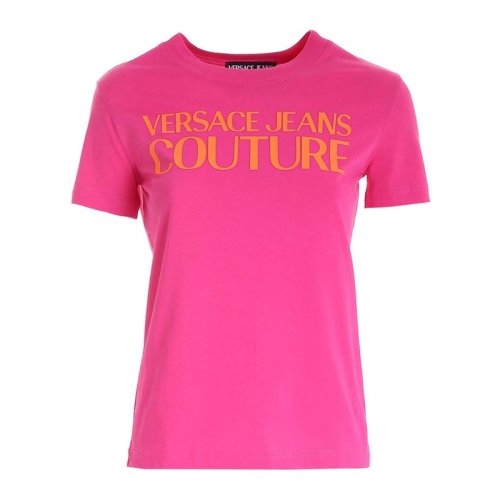  VERSACE JEANS COUTURE 女士粉色棉質短袖T恤 71HAHF00 CJ00F 455 PLFSX