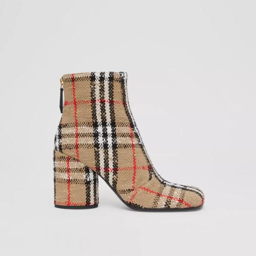  BURBERRY 22年秋冬 女士 Vintage 格紋花呢及踝靴 80631781