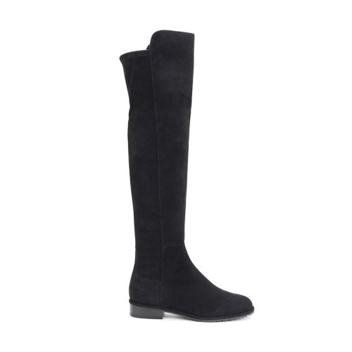 StuartWeitzman/斯圖爾特韋茨曼女士織物/絨面皮革低跟過膝長靴高筒靴ALLGOODBLACKSUEDE