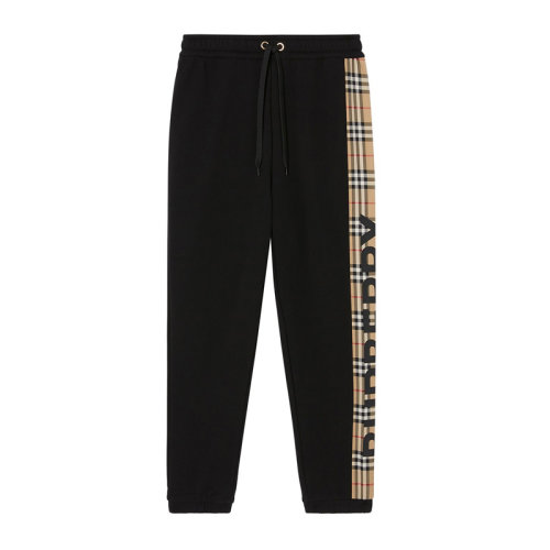 BURBERRY/博柏利 女裝 服裝  黑色拼格紋棉質經典休閑 女士褲裝女運動褲 8024541