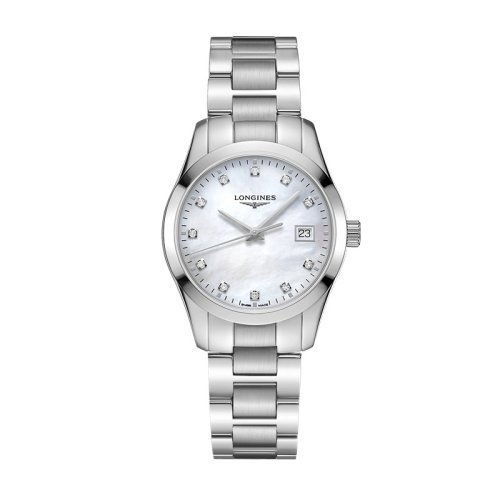 LONGINES/浪琴 康鉑系列 精鋼石英機芯女士鑲鉆珍珠貝母腕表29.50毫米L2.286.4.87.6