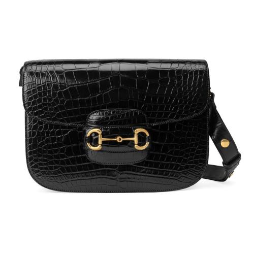  GUCCI古馳 22年秋冬 女士 Gucci 馬銜扣1955系列鱷魚號肩背包 602204 EV40G 1000