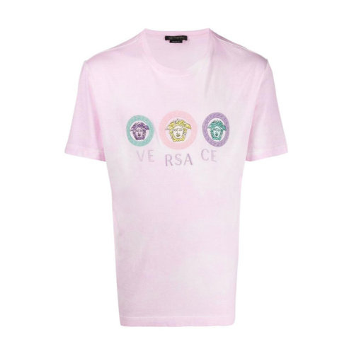 VERSACE/范思哲  男裝 時尚簡約 男士粉色棉質短袖T恤 A85160A-0A2-8806