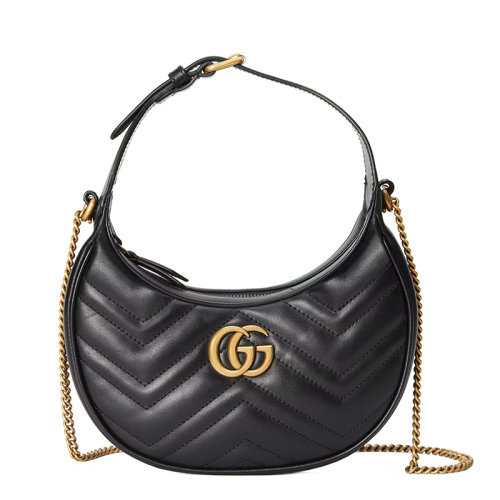 GUCCI/古馳 22春夏新款Marmont系列 女士黑色絎縫皮革金扣金鏈單肩斜挎手提鏈條包699514DTDHT1000