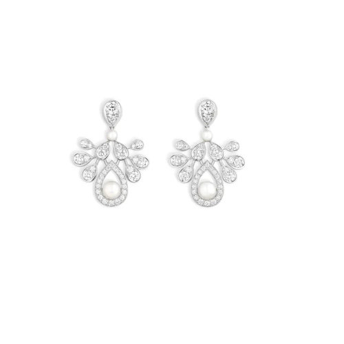 Chaumet/尚美  JOSéPHINE AIGRETTE IMPéRIALE系列 女士18k金白金切割鉆石Akoya珍珠耳環083251