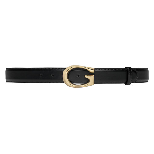 GUCCI/古馳 女士黑色皮革G金扣細(xì)皮腰帶30毫米655566BGH0G1000