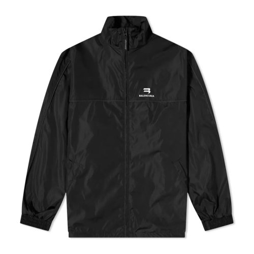 Balenciaga/巴黎世家 男士黑色聚酰胺經典字母徽標裝飾拉鏈開合上衣外套夾克 663081-TJOB9-1000