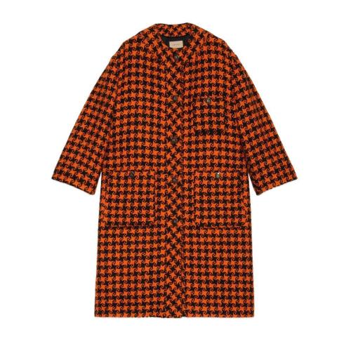  GUCCI古馳 22年秋冬 女士 千鳥格羊毛大衣 664249 ZAHMO 1565 預定商品2-6周發貨