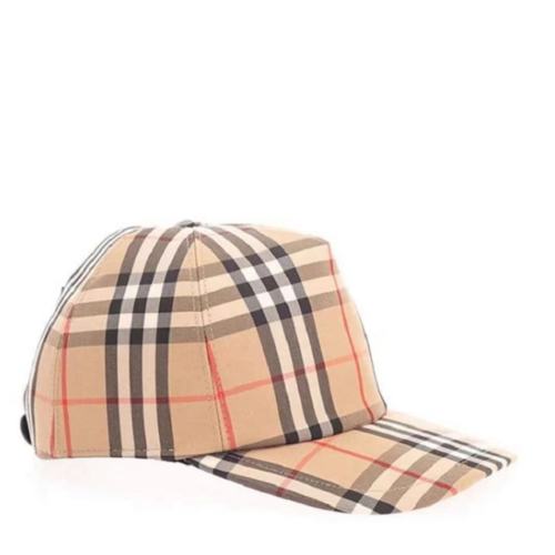 BURBERRY/博柏利  棕色棉質經典格紋鴨舌帽棒球帽8026929【主推】