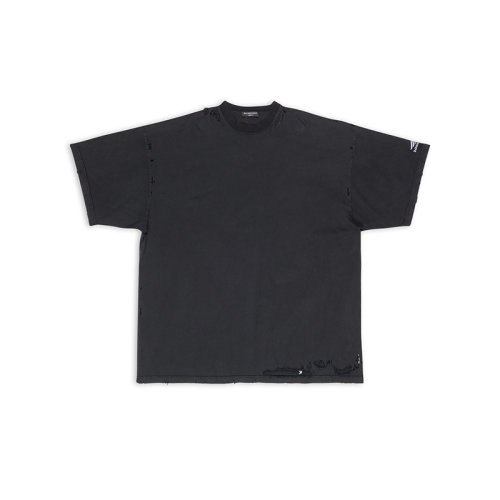 Balenciaga/巴黎世家 22年秋冬新款 男女同款黑色純棉Oversized做舊效果短袖T恤704056TMVA59034