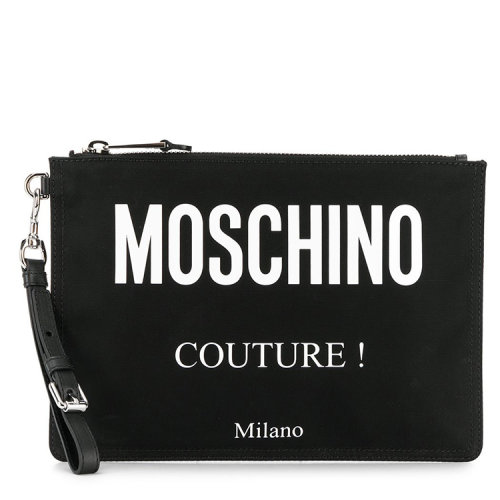 MOSCHINO/莫斯奇諾  男包男士黑色時尚簡約拉鏈手拿包  $A840482012555