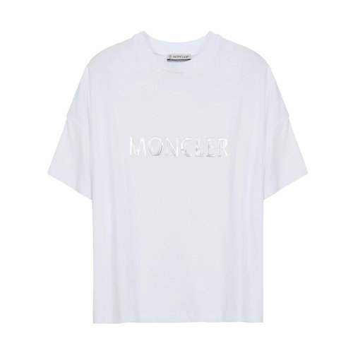 Moncler/蒙克萊  盟克睞女裝 品牌字母LOGO 女士白色棉質時尚圓領春夏短袖T恤 8C70410V8094001