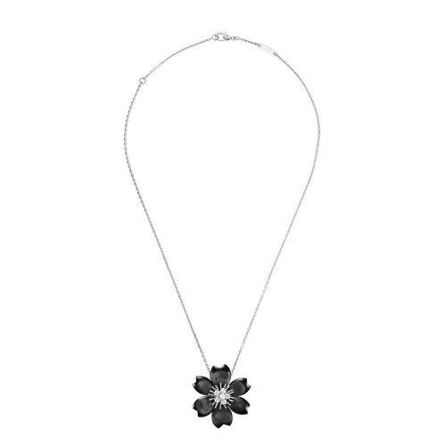 Van Cleef & Arpels/梵克雅寶 經典Rose de No?l系列 18k金白金灰色珍珠母貝鑲嵌鉆石玫瑰小號吊墜胸針VCARD30400