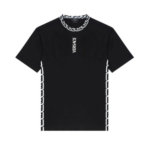 VERSACE/范思哲 男士純色棉質(zhì)La Greca飾邊圓領(lǐng)短袖上衣T恤 10033911-A02346 多色可選