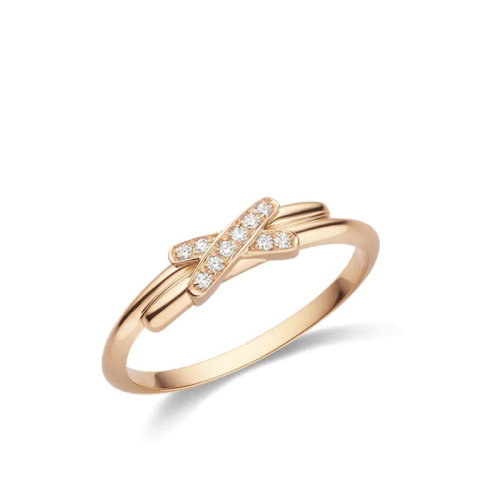 Chaumet/尚美 經典JEUX DE LIENS系列 18k金玫瑰金緣系一生鉆石戒指 082218