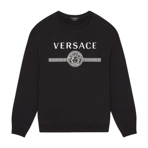 VERSACE/范思哲 男士黑色棉質經典字母徽標美杜莎頭像裝飾圓領長袖上衣衛衣套頭衫運動衫 A87574-A231242-A1008