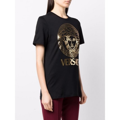  VERSACE/范思哲 女士黑色棉質短袖T恤 1004152 1A00769 2B130 PLFSX