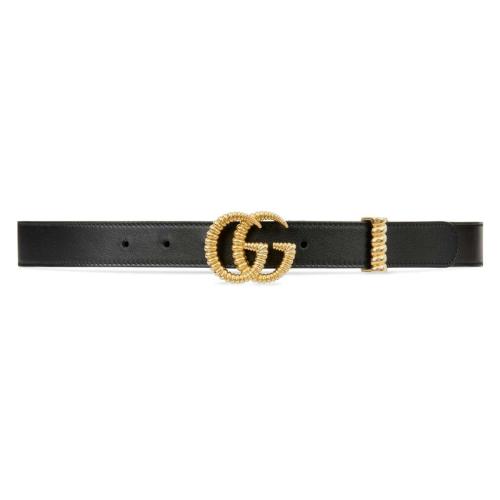  GUCCI古馳 22年秋冬 女士 飾織紋雙G搭扣皮革腰帶 524103 AP00G 1000