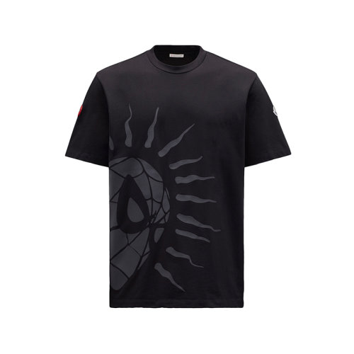 Moncler/蒙克萊 22年秋冬新款 男士黑色純棉蜘蛛俠標(biāo)志短袖T恤H20918C000048390T999