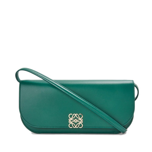 LOEWE/羅意威 Goya Long系列 女士松綠色小牛皮風琴單肩手拿包0010642668