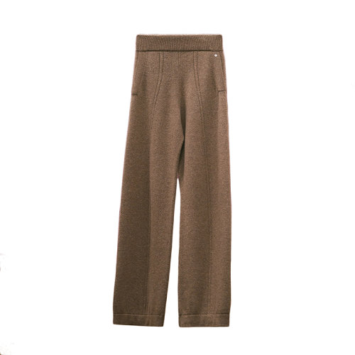 HERMES/愛馬仕 22年秋冬新款 女士苔原綠色純羊絨直筒褲休閑長褲H2H2403D11R34
