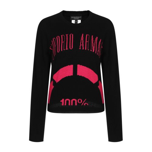 Emporio Armani/安普里奧阿瑪尼 黑色 女士圖案針織衫【中國(guó)限定】 6Z2MWW-2M70Z-0999（9.7陸續(xù)發(fā)貨）