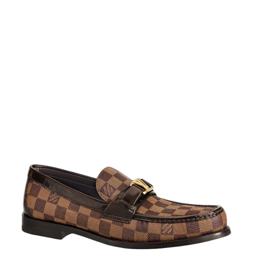 Louis Vuitton/路易威登 22年早春新款 MAJOR系列 男士烏木棕色Damier圖案帆布樂福鞋1A5A30