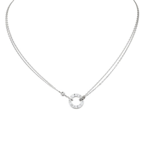 CARTIER/卡地亞  經典LOVE 18K金白金鉆石項鏈 鑲嵌2顆鉆石 B7219400