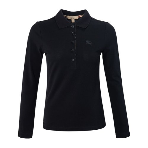  BURBERRY/博柏利 女士黑色棉質長袖POLO衫 8004798 PLFSX