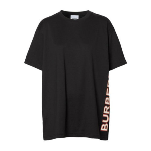 BURBERRY 女士 服裝  黑色圓領(lǐng)字母LOGO棉質(zhì)短袖 女士短袖T恤