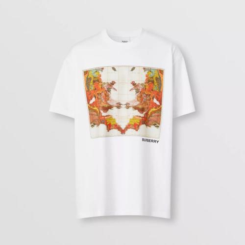  BURBERRY 22年秋冬 男士 地圖印花棉質寬松 T 恤衫 80563071