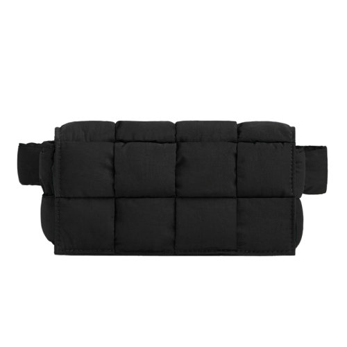 Bottega Veneta/葆蝶家 22新款 男士黑色/鸚鵡綠尼龍翻蓋磁扣開(kāi)合腰包709055V2B011091