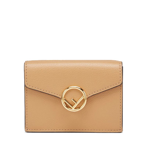FENDI/芬迪 20  F is Fendi系列 女士微型米色小牛皮金色徽標三折錢包8M0395A18BF15KR